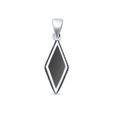 Diamond Shape Black Onyx Oxidized Pendant Necklace