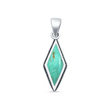 Diamond Shape Turquoise Oxidized Pendant Necklace