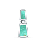 Rectangular Turquoise Drop Dangle Pendant Oxidized 925 Sterling Silver