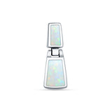 Rectangular Lab Created White Opal Drop Dangle Pendant Oxidized 925 Sterling Silver