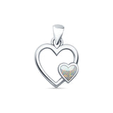 Heart Lab Created White Opal Oxidized Promise Filigree Pendant Snake Chain Necklace 925 Sterling Silver