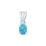 Oval Lab Opal Pendant Necklace