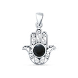 Black Onyx Hand Of Hamsa Pendant Oxidized 925 Sterling Silver