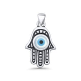 Evil Eye & Hand Of Hamsa Pendant 925 Sterling Silver