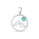 Turquoise Mountains & Moon Pendant 925 Sterling Silver
