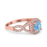 Round Halo Cubic Zirconia Infinity Twisted Ring 925 Sterling Silver