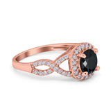 Round Halo Cubic Zirconia Infinity Twisted Ring 925 Sterling Silver