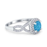 Round Halo Cubic Zirconia Infinity Twisted Ring 925 Sterling Silver