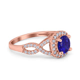 Round Halo Cubic Zirconia Infinity Twisted Ring 925 Sterling Silver