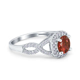 Round Halo Cubic Zirconia Infinity Twisted Ring 925 Sterling Silver