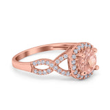 Round Halo Cubic Zirconia Infinity Twisted Ring 925 Sterling Silver
