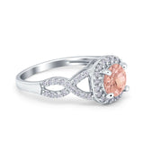 Round Halo Cubic Zirconia Infinity Twisted Ring 925 Sterling Silver