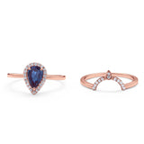 Two Piece Pear Teardrop Natural Stone Ring