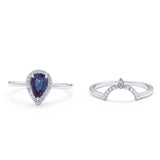 Two Piece Pear Teardrop Natural Stone Ring
