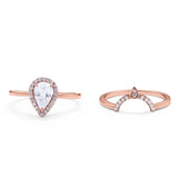 Two Piece Pear Teardrop Natural Stone Ring
