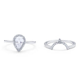 Two Piece Pear Teardrop Natural Stone Ring