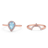Two Piece Pear Teardrop Natural Stone Ring