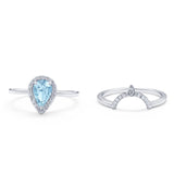 Two Piece Pear Teardrop Natural Stone Ring