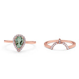 Two Piece Pear Teardrop Natural Stone Ring