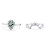 Two Piece Pear Teardrop Natural Stone Ring