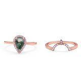 Two Piece Pear Teardrop Natural Stone Ring
