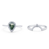 Two Piece Pear Teardrop Natural Stone Ring