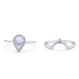 Two Piece Pear Teardrop Natural Stone Ring