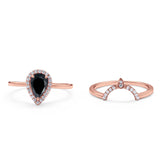 Two Piece Pear Teardrop Natural Stone Ring