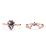Two Piece Pear Teardrop Natural Stone Ring