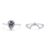 Two Piece Pear Teardrop Natural Stone Ring