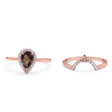 Two Piece Pear Teardrop Natural Stone Ring
