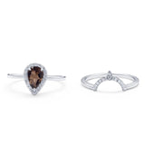 Two Piece Pear Teardrop Natural Stone Ring