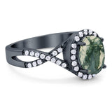 Art Deco Oval Natural Stone Twisted Ring