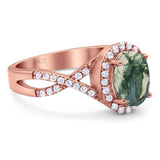 Art Deco Oval Natural Stone Twisted Ring