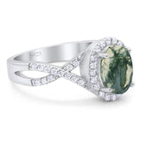 Art Deco Oval Natural Stone Twisted Ring