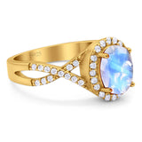 Art Deco Oval Natural Stone Twisted Ring