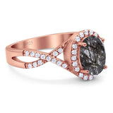 Art Deco Oval Natural Stone Twisted Ring