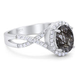 Art Deco Oval Natural Stone Twisted Ring