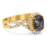 Art Deco Oval Natural Stone Twisted Ring