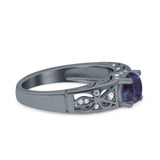 Art Deco Round Natural Stone Filigree Ring