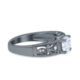 Art Deco Round Natural Stone Filigree Ring