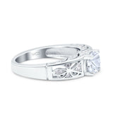 Art Deco Round Natural Stone Filigree Ring