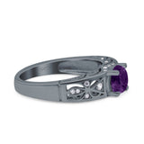 Art Deco Round Natural Stone Filigree Ring