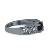 Art Deco Round Natural Stone Filigree Ring