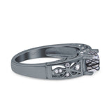 Art Deco Round Natural Stone Filigree Ring
