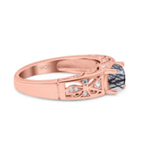 Art Deco Round Natural Stone Filigree Ring