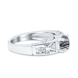 Art Deco Round Natural Stone Filigree Ring