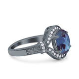 Art Deco Oval Natural Stone Halo Ring