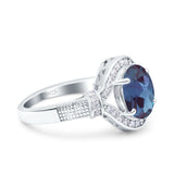 Art Deco Oval Natural Stone Halo Ring