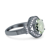 Art Deco Oval Natural Stone Halo Ring